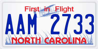 NC license plate AAM2733