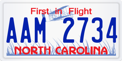 NC license plate AAM2734