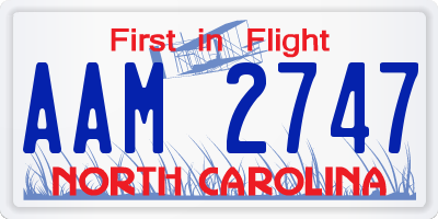 NC license plate AAM2747