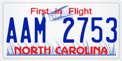 NC license plate AAM2753