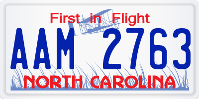 NC license plate AAM2763