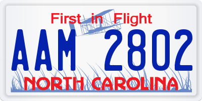 NC license plate AAM2802
