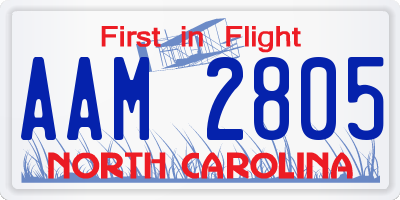 NC license plate AAM2805