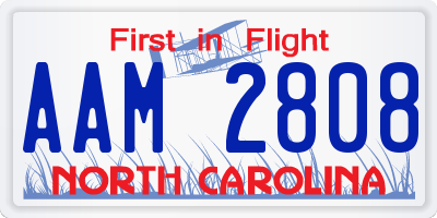 NC license plate AAM2808