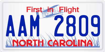 NC license plate AAM2809