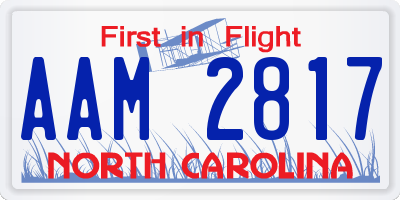 NC license plate AAM2817