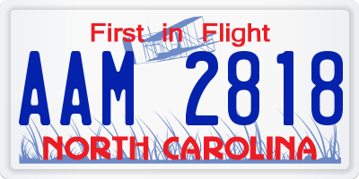 NC license plate AAM2818