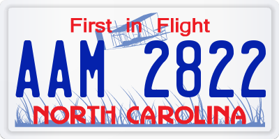 NC license plate AAM2822