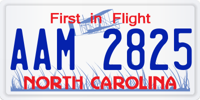 NC license plate AAM2825