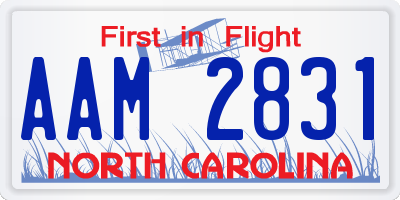 NC license plate AAM2831