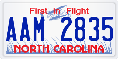 NC license plate AAM2835