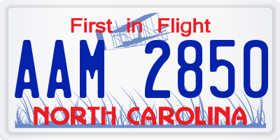 NC license plate AAM2850