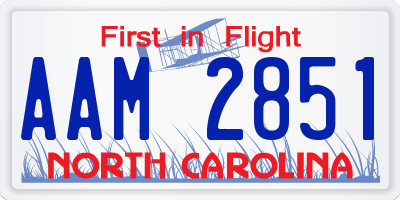 NC license plate AAM2851