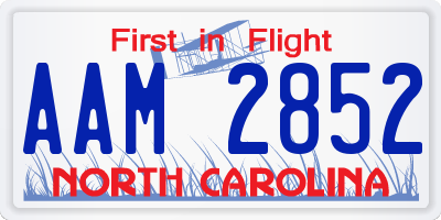 NC license plate AAM2852