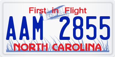 NC license plate AAM2855