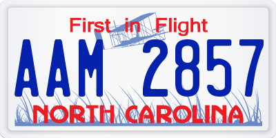 NC license plate AAM2857