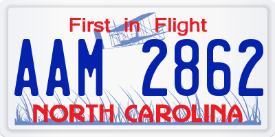 NC license plate AAM2862