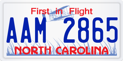 NC license plate AAM2865