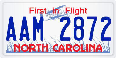 NC license plate AAM2872