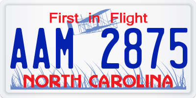NC license plate AAM2875