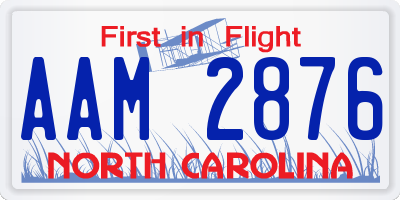 NC license plate AAM2876