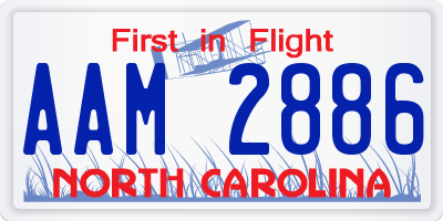 NC license plate AAM2886