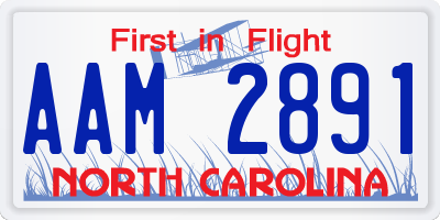 NC license plate AAM2891