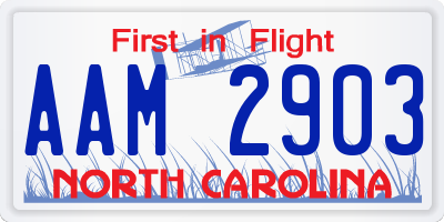 NC license plate AAM2903