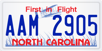 NC license plate AAM2905