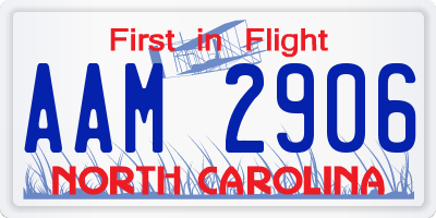 NC license plate AAM2906