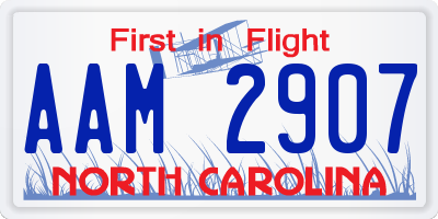 NC license plate AAM2907