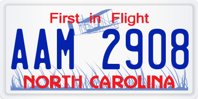 NC license plate AAM2908