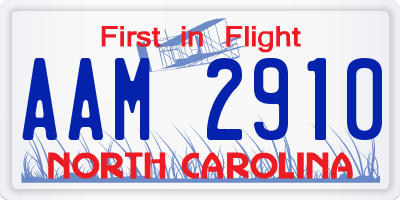 NC license plate AAM2910