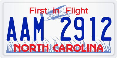 NC license plate AAM2912
