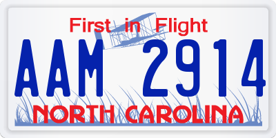 NC license plate AAM2914