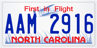 NC license plate AAM2916