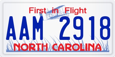 NC license plate AAM2918