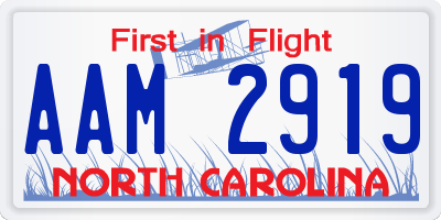 NC license plate AAM2919