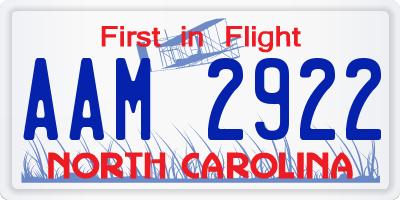 NC license plate AAM2922