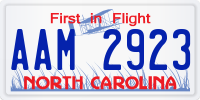 NC license plate AAM2923