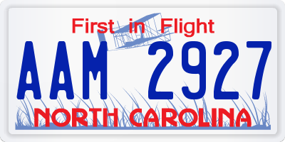 NC license plate AAM2927