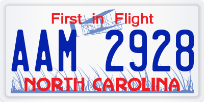 NC license plate AAM2928