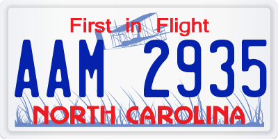 NC license plate AAM2935