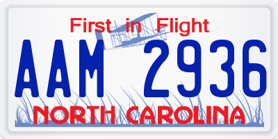 NC license plate AAM2936