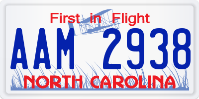 NC license plate AAM2938