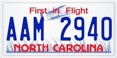NC license plate AAM2940