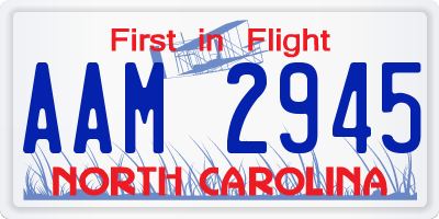 NC license plate AAM2945