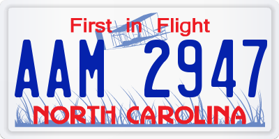 NC license plate AAM2947