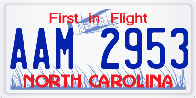 NC license plate AAM2953