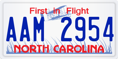 NC license plate AAM2954
